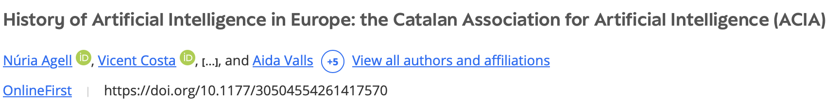 Es publica un article que analitza el paper de l’ACIA en la consolidació de la IA a Europa